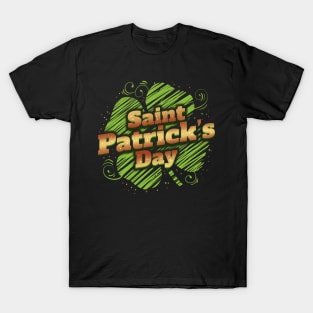 Stylized Four Leaf Clover Shamrock For St Patricks Day T-Shirt